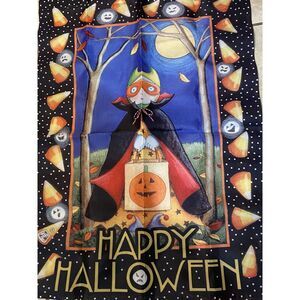 Vintage Halloween Yard Flag Trick Or Treat Flying‎ Ghosts Pumpkins Nylon 28x40